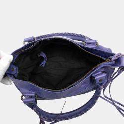 Pre Owned حقيبة ساتشل بالنسياغا موتر كروس كلاسيك جلد بنفسجي