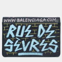 Pre Owned Balenciaga Black Leather Graffiti Crossbody Bag