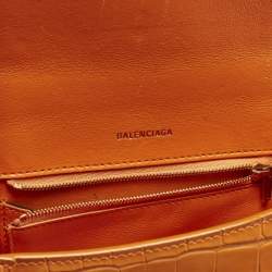 مملوكة مسبقًا Balenciaga Hourglass  Small Croc Embossed LeatherTop Handle Bag