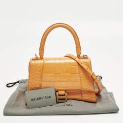 مملوكة مسبقًا Balenciaga Hourglass  Small Croc Embossed LeatherTop Handle Bag