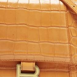مملوكة مسبقًا Balenciaga Hourglass  Small Croc Embossed LeatherTop Handle Bag