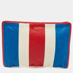 Pre Owned Balenciaga Bazar Tricolor Leather Clutch