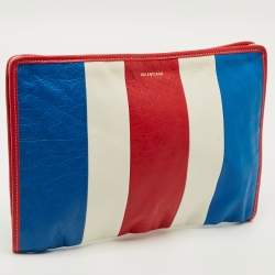 Pre Owned Balenciaga Bazar Tricolor Leather Clutch