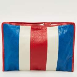 Pre Owned Balenciaga Bazar Tricolor Leather Clutch