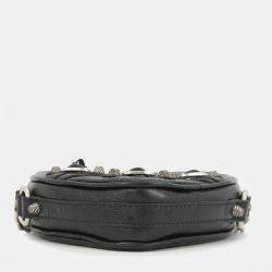 Pre Owned Balenciaga Lucagol Heart Chain shoulder Bag Black Leather