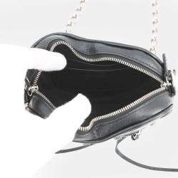 Pre Owned Balenciaga Lucagol Heart Chain shoulder Bag Black Leather
