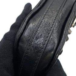 Pre Owned Balenciaga Lucagol Heart Chain shoulder Bag Black Leather