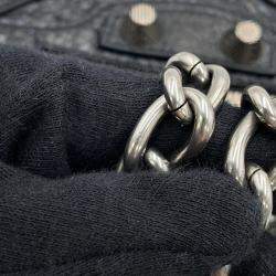 Pre Owned Balenciaga Lucagol Heart Chain shoulder Bag Black Leather