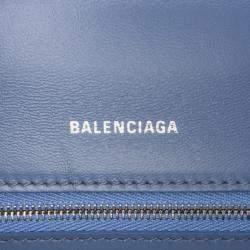 Pre Owned حقيبة يد بالنسياغا من الدنيم الأزرق بنقشة BB بوغن بيد علوية صغيرة الحجم