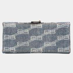 Pre Owned حقيبة يد بالنسياغا من الدنيم الأزرق بنقشة BB بوغن بيد علوية صغيرة الحجم