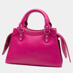 مملوكة مسبقًا حقيبة بالنسياجا نيو كلاسيك سيتي موتوكروس صغيرة جلد العجل محبب زهري