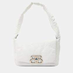Pre Owned Balenciaga White Small Calfskin Monaco Sling Shoulder Bag