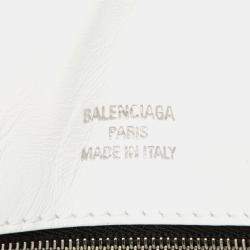 Pre Owned Balenciaga White Small Calfskin Monaco Sling Shoulder Bag