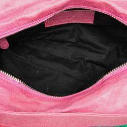 Pre Owned حقيبة بالنسياغا برينت فومو و جلد لون زهري بريف موتوكروس جاينت 21 ساتشيل