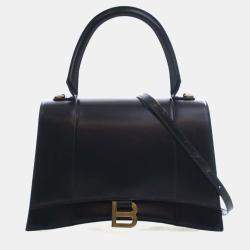 مملوكة مسبقًا Balenciaga Black Medium Smooth Calfskin Hourglass Top Handle Bag