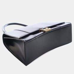 مملوكة مسبقًا حقيبة يد علوية بالنسياجا سوداء جلد عجل ناعم متوسطة الحجم هورجلاس