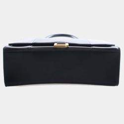 مملوكة مسبقًا حقيبة يد علوية بالنسياجا سوداء جلد عجل ناعم متوسطة الحجم هورجلاس