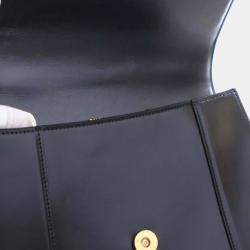 مملوكة مسبقًا حقيبة يد علوية بالنسياجا سوداء جلد عجل ناعم متوسطة الحجم هورجلاس