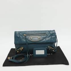 Pre Owned Balenciaga RH Envelope Blue Leather Strap Clutch