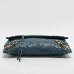 Pre Owned Balenciaga RH Envelope Blue Leather Strap Clutch