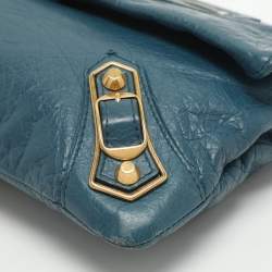 Pre Owned Balenciaga RH Envelope Blue Leather Strap Clutch