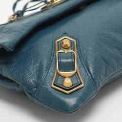 Pre Owned Balenciaga RH Envelope Blue Leather Strap Clutch