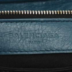 Pre Owned Balenciaga RH Envelope Blue Leather Strap Clutch