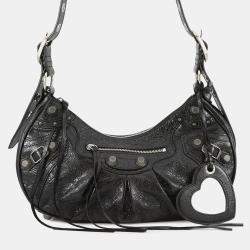 Pre Owned حقيبة كتف صغيرة بالنسياجا لوكا جول جلد أ سود