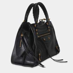 مملوكة مسبقًا حقيبة مدينة نيو كلاسيك صغيرة جلد عجل أملس أسود بالنسياغا