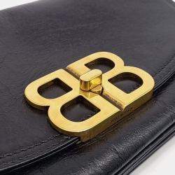 Pre Owned حقيبة سوفت باغ صغيرة جلد سوداء فلاب بالنسياغا