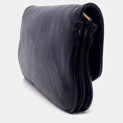 Pre Owned حقيبة سوفت باغ صغيرة جلد سوداء فلاب بالنسياغا