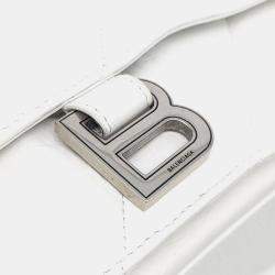 Pre Owned Balenciaga White Leather Crush Chain Bag Large