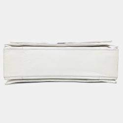 Pre Owned Balenciaga White Leather Crush Chain Bag Large
