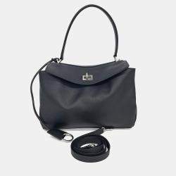 Pre Owned حقيبة بالنسياغا سوداء جلد روديو صغيرة