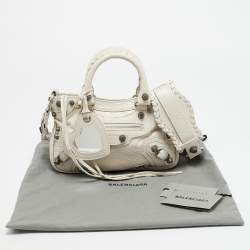 مملوكة مسبقًا Balenciaga Neo Cagole City XS Off White Crackled Leather Bag