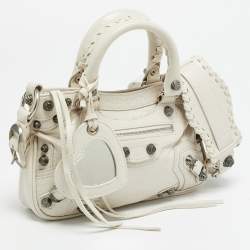 مملوكة مسبقًا Balenciaga Neo Cagole City XS Off White Crackled Leather Bag