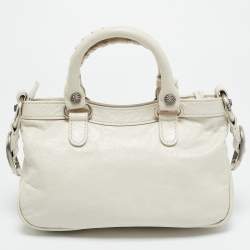 مملوكة مسبقًا Balenciaga Neo Cagole City XS Off White Crackled Leather Bag