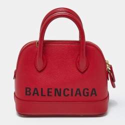 Pre Owned حقيبة ساتشل بالينسياغا جلد أحمر صغيرة جداً