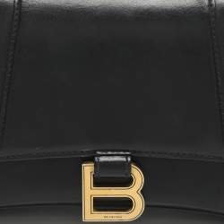 مملوكة مسبقًا Balenciaga Hourglass Small Black Leather Top Handle Bag