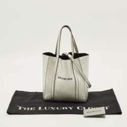 Pre Owned Balenciaga Everyday XXS Silver Leather Tote