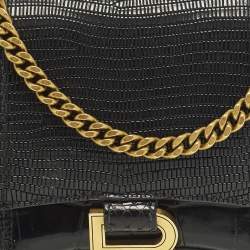 مملوكة مسبقًا محفظة بسلسلة بالنسياغا هورغلاس جلد بنقشة تمساح وسحلية وثعبان أسود