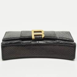 مملوكة مسبقًا محفظة بسلسلة بالنسياغا هورغلاس جلد بنقشة تمساح وسحلية وثعبان أسود