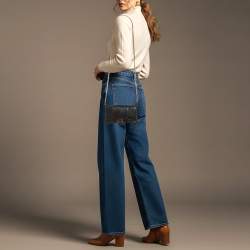 مملوكة مسبقًا محفظة بسلسلة بالنسياغا هورغلاس جلد بنقشة تمساح وسحلية وثعبان أسود