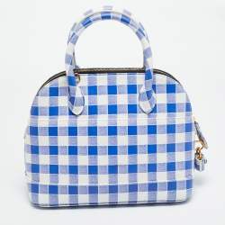 مملوكة مسبقًا حقيبة ساتشيل جل د مربعة أزرق/أبيض صغيرة من بالنسياقا فيل