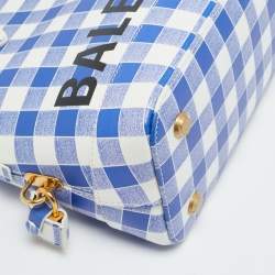 مملوكة مسبقًا حقيبة ساتشيل جلد مربعة أزرق/أبيض صغيرة من بالنسياقا فيل