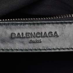 Pre Owned Balenciaga Classic Mini City Dark Green Leather and Patent Leather Bag