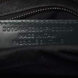 Pre Owned Balenciaga Classic Mini City Dark Green Leather and Patent Leather Bag