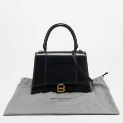 Pre Owned حقيبة بالنسياغا هورغلاس متوسطة جلد أسود بيد علوية