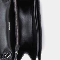 Pre Owned حقيبة باالنسياغا سوداء جلد متشقق ليست كبيرة كتف سلسلة تهرس