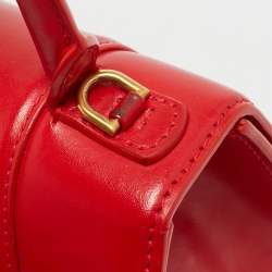 Pre Owned Balenciaga Hourglass Small Red Leather Top Handle Bag